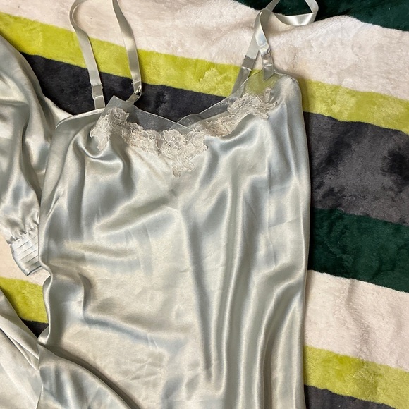 Victoria's Secret Silver Satin Robe and Nightgown Set - Picture 4 of 13